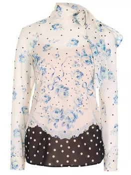 Блуза шелковая с принтом RED VALENTINO