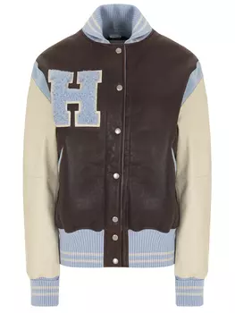 Бомбер из овчины и кожи