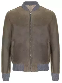 Бомбер кожаный на меху