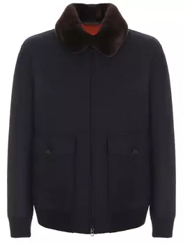 Бомбер шерстяной с меховой отделкой
