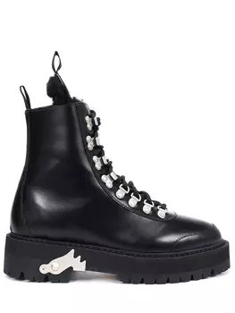 Ботинки кожаные на меху OFF-WHITE