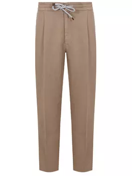 Брюки из хлопка и льна BRUNELLO CUCINELLI