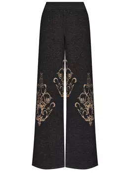 Брюки шелковые с принтом FREE AGE