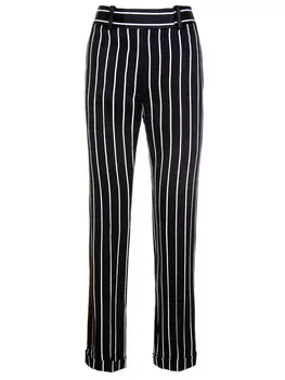 Брюки в полоску с отворотами