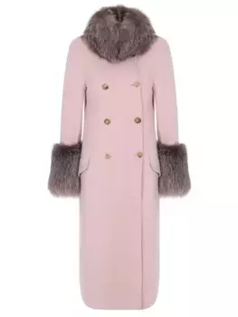 Двубортное пальто с мехом лисы ERMANNO SCERVINO