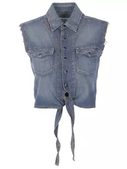 Джинсовая рубашка без рукавов SAINT LAURENT