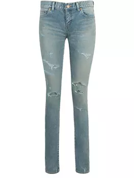 Джинсы с потертостями SAINT LAURENT