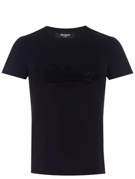 Футболка хлопковая с принтом BALMAIN