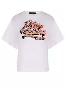 Футболка хлопковая с принтом DOLCE & GABBANA