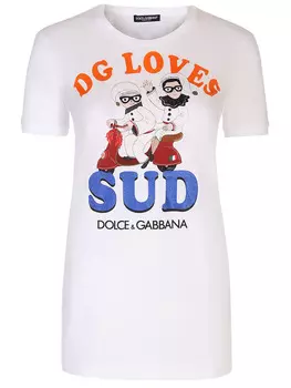 Футболка хлопковая с принтом DOLCE & GABBANA