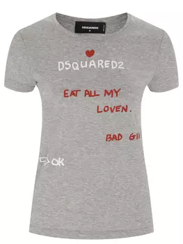 Футболка хлопковая с принтом DSQUARED2