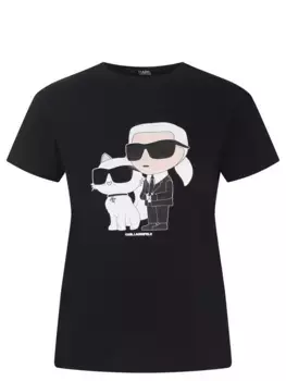 Футболка хлопковая с принтом K/Ikonik Choupette