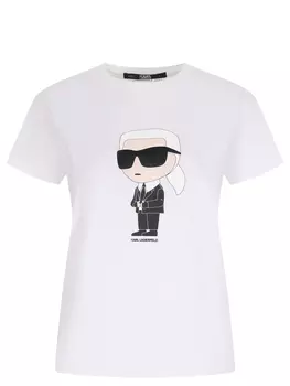 Футболка хлопковая с принтом K/Ikonik KARL LAGERFELD