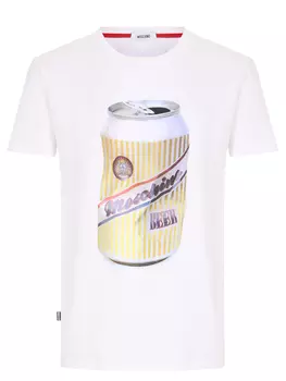 Футболка хлопковая с принтом MOSCHINO