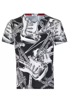 Футболка хлопковая с принтом MOSCHINO