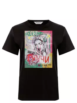 Футболка хлопковая с принтом POLINA MIRCHEVA