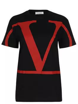 Футболка хлопковая с принтом VALENTINO