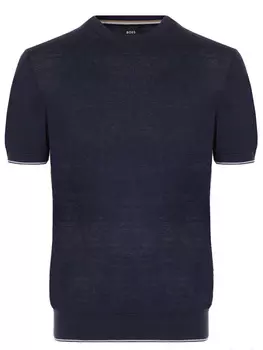 Футболка из вискозы и льна BOSS