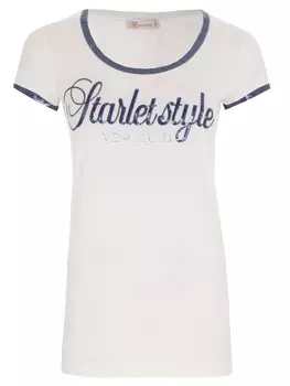 Футболка из вискозы с принтом VIA DELLE PERLE