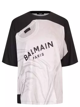Футболка с принтом BALMAIN