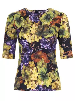 Футболка шелковая с принтом DOLCE & GABBANA