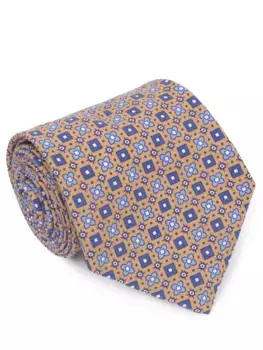 Галстук из шелка и льна с принтом