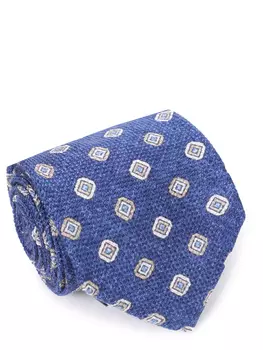 Галстук из шелка и льна с принтом