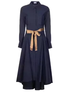 Хлопковое платье-миди с поясом