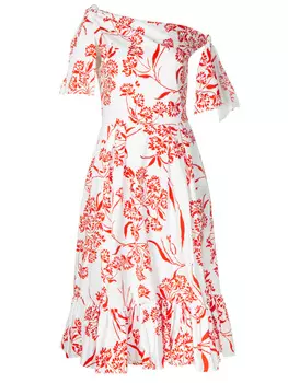 Хлопковое платье-миди с принтом