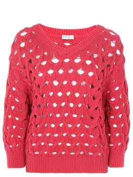 Хлопковый пуловер крупной вязки