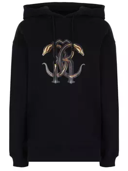 Худи хлопковое с принтом ROBERTO CAVALLI