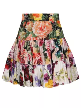 Юбка хлопковая с принтом DOLCE & GABBANA