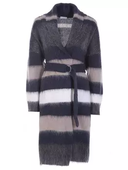 Кардиган в полоску с поясом