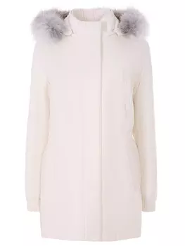 Кашемировый пуховик с мехом