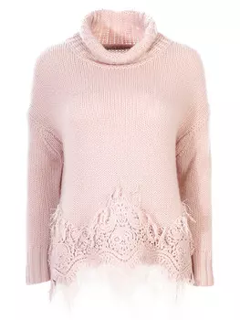 Кашемировый свитер с кружевом
