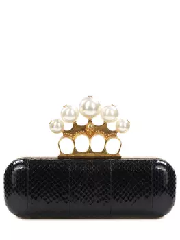 Клатч кожаный с жемчугом ALEXANDER MCQUEEN