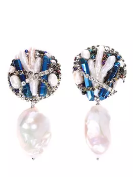 Клипсы вышивные с барочным жемчугом