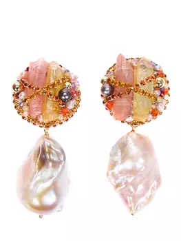 Клипсы вышивные с барочным жемчугом