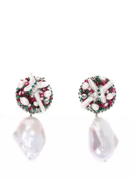 Клипсы вышивные с барочным жемчугом