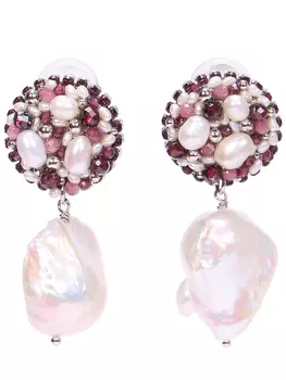 Клипсы вышивные с барочным жемчугом