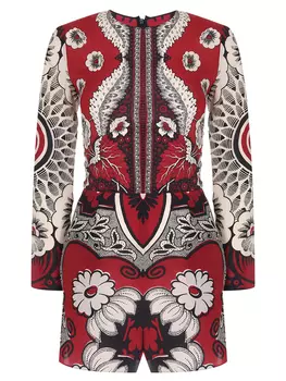 Комбинезон шелковый с принтом VALENTINO