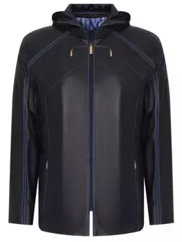 Кожаная куртка с капюшоном