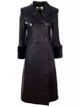 Кожаное пальто c мехом норки