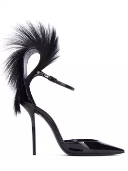 Кожаные туфли с мехом Jamie SAINT LAURENT