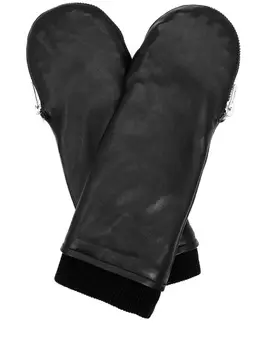 Кожаные варежки с мехом