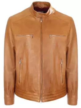 Куртка кожаная коричневая