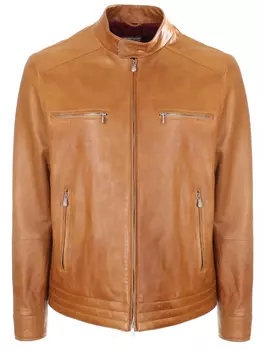 Куртка кожаная коричневая BRUNELLO CUCINELLI