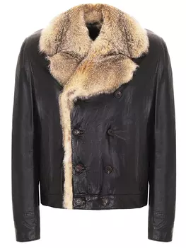 Куртка кожаная с мехом волка ENZO-LJ