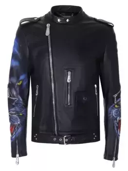 Куртка кожаная с принтом