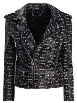 Куртка кожаная с принтом PHILIPP PLEIN